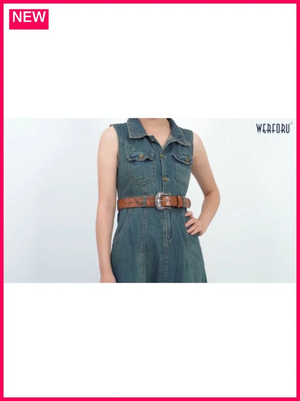2 Pack Women Faux Leather Western Belts with Big Vintage Buckle